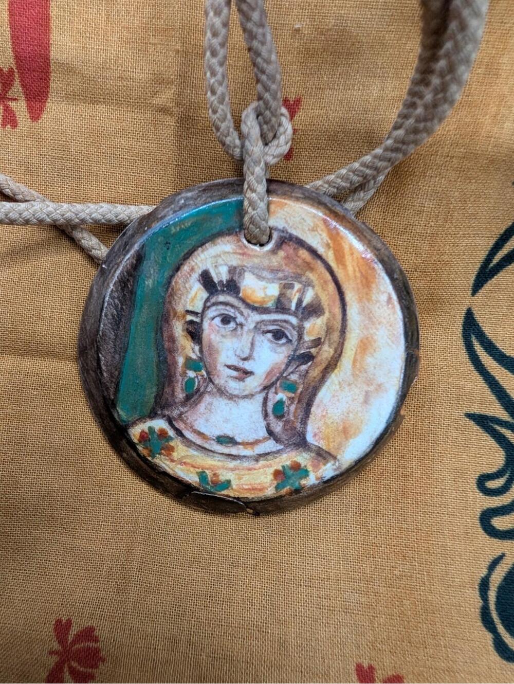 Antique Egyptian Handmaiden Tarot Empress Necklace Talisman Pendant SIGNED RARE